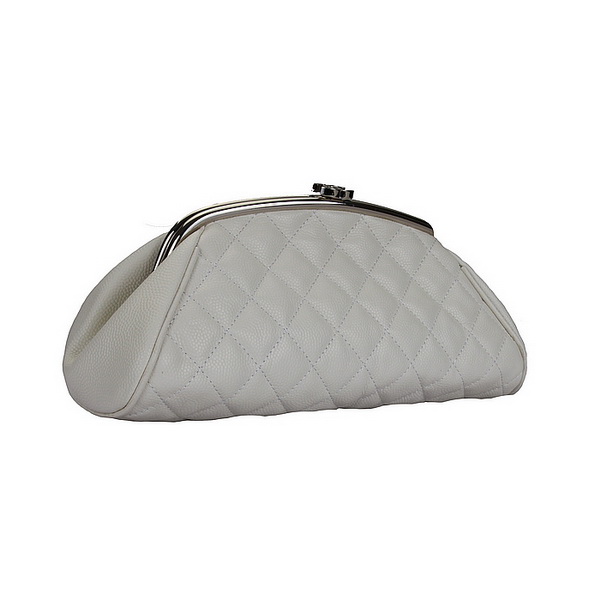 Fake Chanel Caviar Leather Coco Clutch Bags A35488 White On Sale